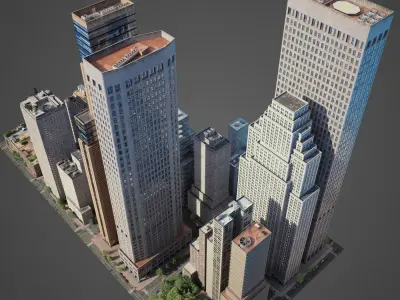 Realistic City District H13-R27 3D model