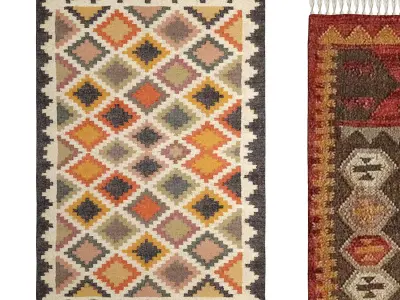 Handwoven Wool Jute Kilim Rug by Urban Outfitters 3D model