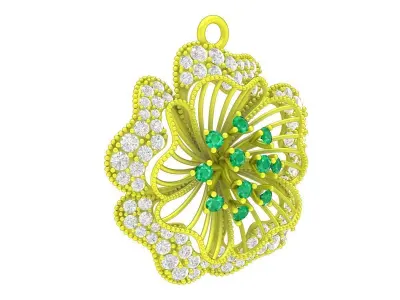 Luxury Floral Diamond Pendant Jewelry Design 6614 3D print model