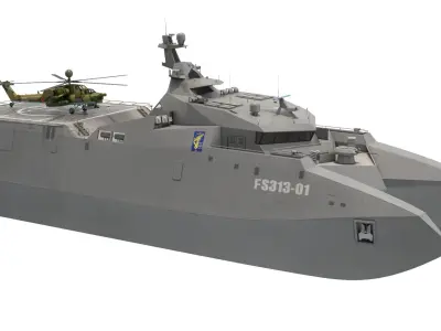  Iranian Corvette Shahid Soleimani with Combat Helicopter 