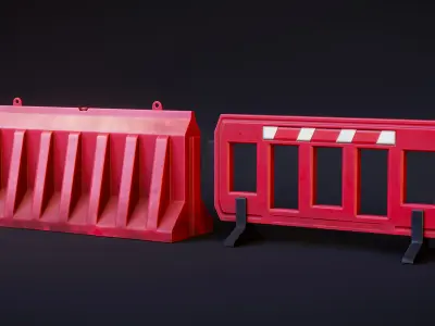 Road Divider Barrier - Stylized Pack Low-poly 3D model
