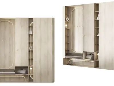 Hallway area with lighting 3D model