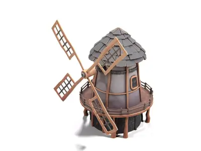 Stylized Windmill 01 PBR Low-poly 3D model