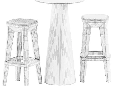 Table Fura and Frozen Square Stool by Plust 3D model