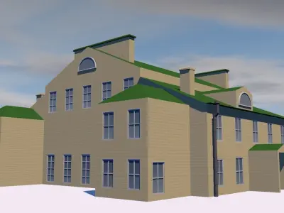 Manor house with roof Low-poly 3D model