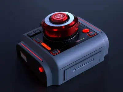 Sci-Fi Red Button V2 Low-poly 3D model