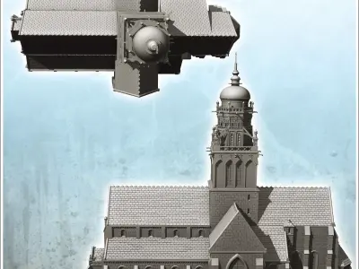Church of Notre-Dame Saint-marie-Du-Mont Normandy - Modern WW2 W 3D print model
