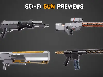 30 HQ Sci-Fi Gun with  4K Texture     Vol 02   Low-poly 3D model