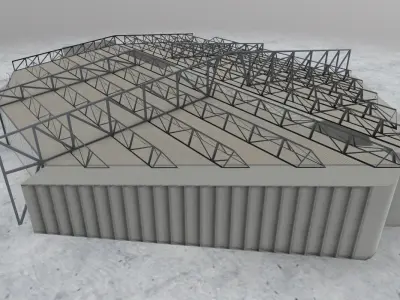 EDDH Hangar 4 Low-poly 3D model