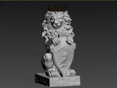 Plaster lion sculpture 3D model