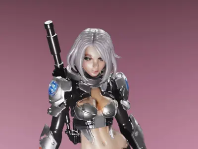 Cyber Warrior Girl 3D model