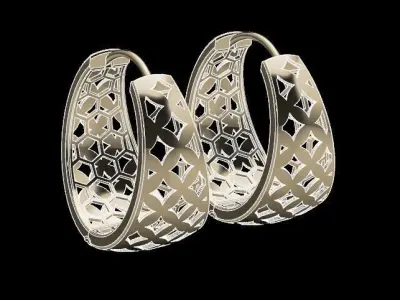 Geometric Gold Earrings  3D print model