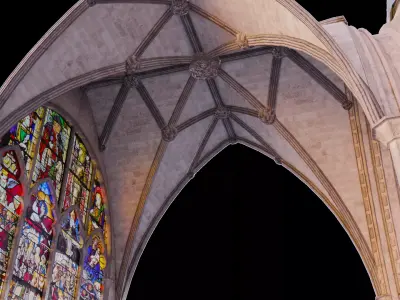 Gothic Nave Stained Glass Bottom - ONLY Low-poly 3D model
