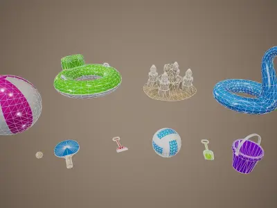 Summer Beach Toys Low-poly 3D model