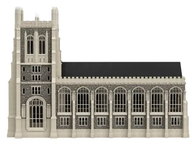 Cathedral Chapel neo-gothic style 3D model