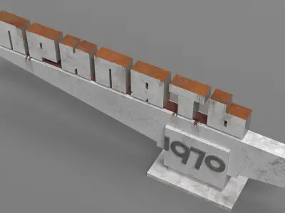 Pripyat monument sign Low-poly 3D model