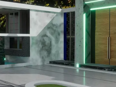 modern villa exterior design Low-poly 3D model