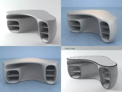 BaObab curved desk 3D model