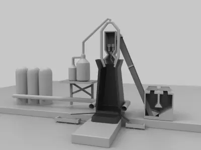 Blast Furnace Low-poly 3D model