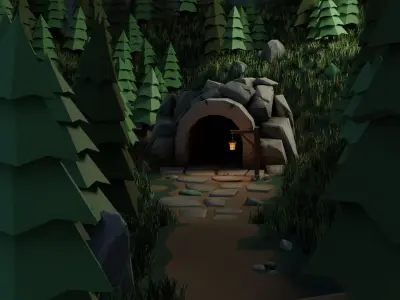Stylized Cave Low-poly 3D model