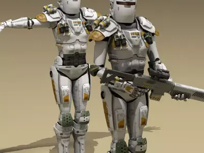 Sci-fi female armoured soldier 3D model