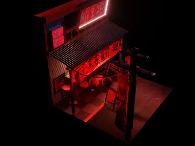 Japanese Street Tokyo Scene Architecture City Town Exterior  Low-poly 3D model