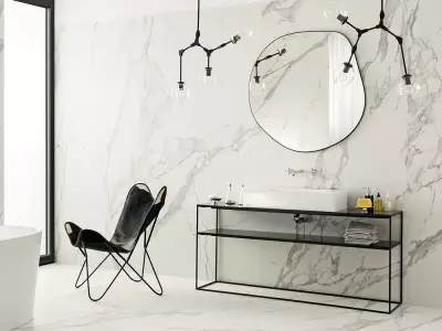 Minimalist White Marble Tile Seamless PBR Texture  Texture