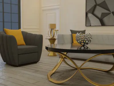 Living Room Interior Low-poly 3D model