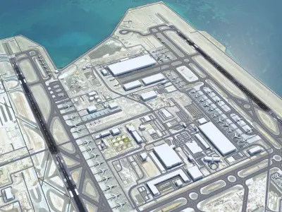 Doha Hamad Airport 12km Low-poly 3D model