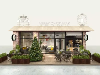 Resturaunt with Christmas Decoration 3D model