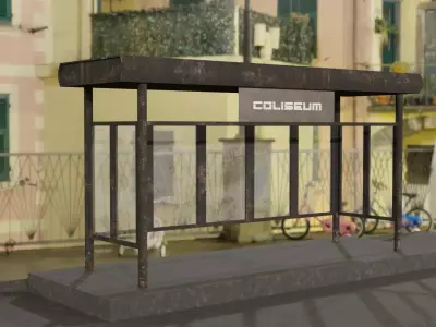 Rusty Bus Station Free low-poly 3D model