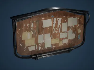 Billboard Game Ready room with lot of papers on wall Low-poly 3D model