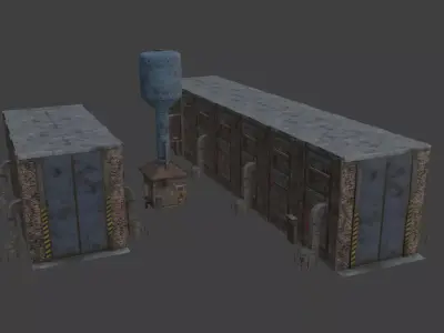 Warehouse with waterpumphouse  3D model