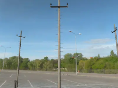 Wooden Electricity Pole with Ladder - Object 027 Low-poly 3D model
