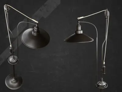 Glendale Pulley Task Floor Lamp - Williamsburg Lighting Style 3D model