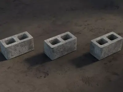 Contrete blocks set 01 Low-poly 3D model