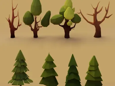  Enviroment Low poly Cartoon  Low-poly 3D model