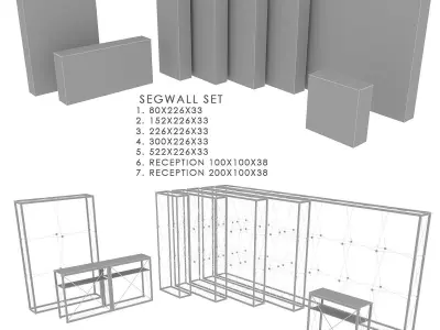 SEGwall set POP UP exhibition light box Low-poly 3D model