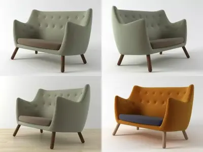 Poeten four different colored sofas 3D model