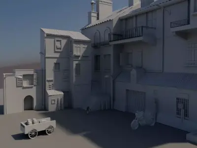 Mediterranean Urban Street Scene Stylized indian 3D Environment  Low-poly 3D model