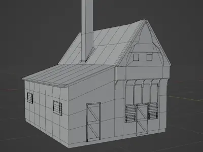 Middle Ages Old House  Low-poly 3D model