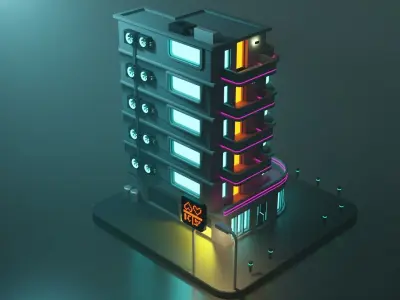 Cyberpunk Apartment Low-poly 3D model