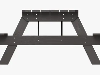 Wood Picnic Table dark 3D model
