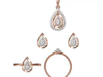 Light wt Ring Earrings Pendant set stl jcd 1-render details 3D print model 8
