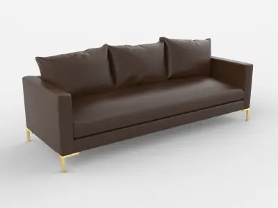 Modern Minimalist Couch with Gold Legs - 3D Model 3D model