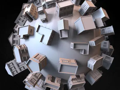 Pack of 40 Buildings Volume 01 Low-poly 3D model