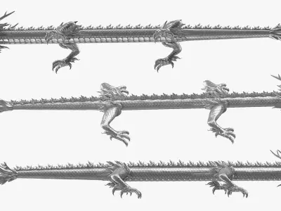  Silver Chinese Dragon Rigged for Maya 