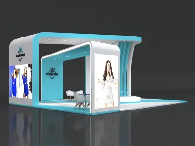 Exhibition Booth Stand Stall 10x8m Height 450 cm 4Side Open 3D model