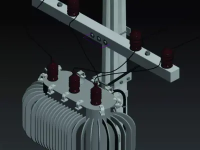 Poste com transformador - Modelo brasileiro 3D model