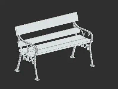 Bench 09 Low Poly PBR Realistic Low-poly 3D model purchase